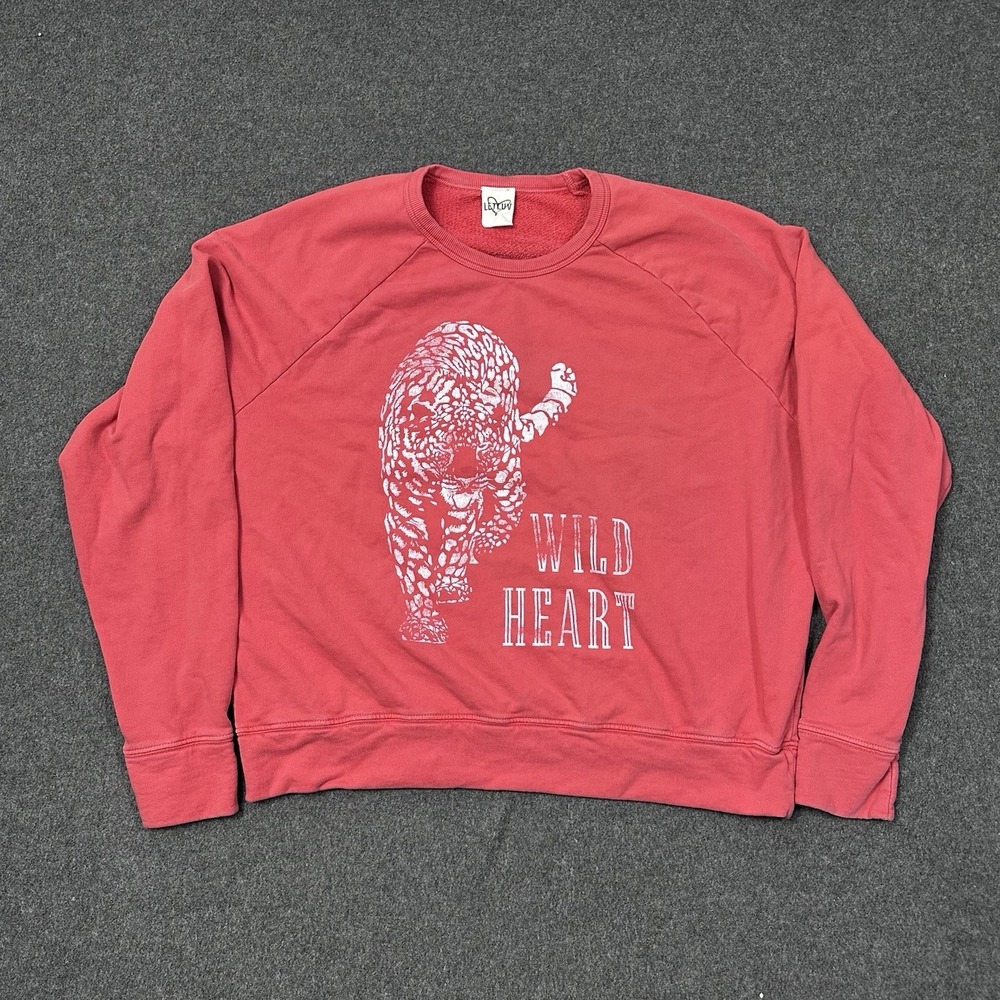 Letluv Wild Heart Tiger Graphic Sweatshirt Coral Women's L